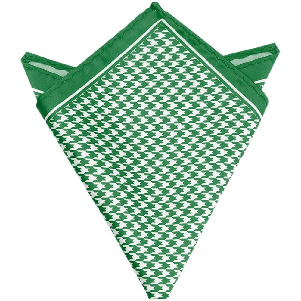 Houndstooth Handkerchiefs Self-Fold Pocket Square for Suit Formal Green